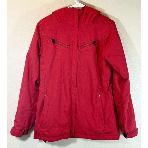 686 Red infiDry Insulated Hooded Snowboarding Ski Jacket Coat Women's Medium - Picture 1 of 16